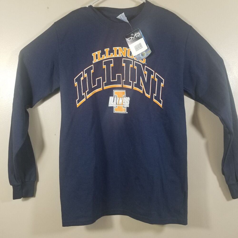 Gildan Illinois Fighting Illini Adult Small Dark Blue Long Sleeve T-Shirt
